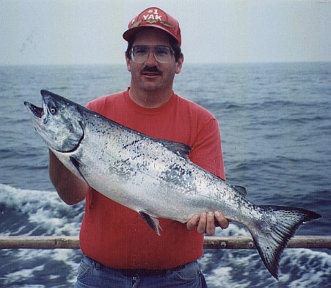 Peter holding a salmon